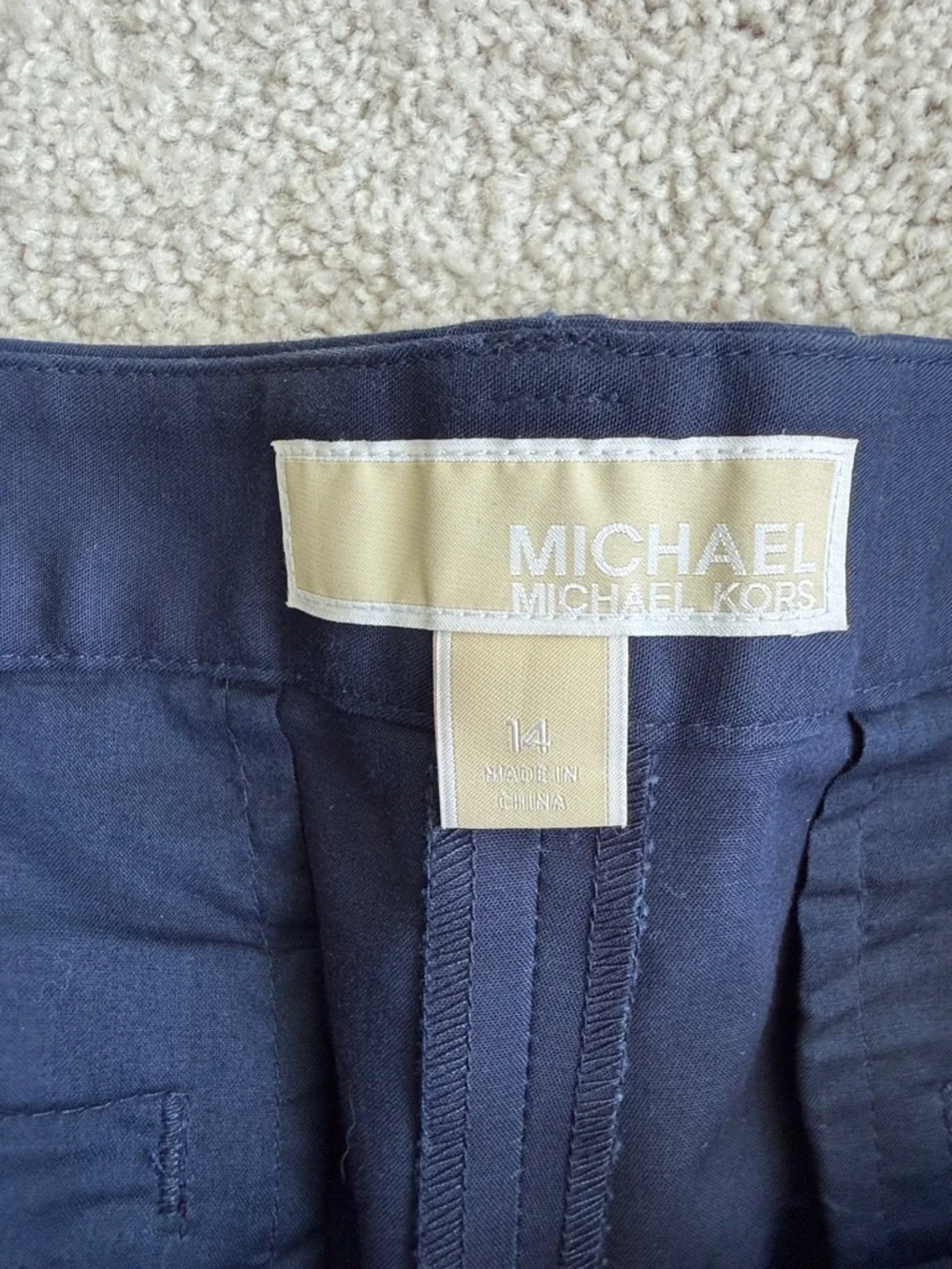Michael Kors Navy Cotton Blend Twill Shorts – Women’s Size 14 – New Without Tags